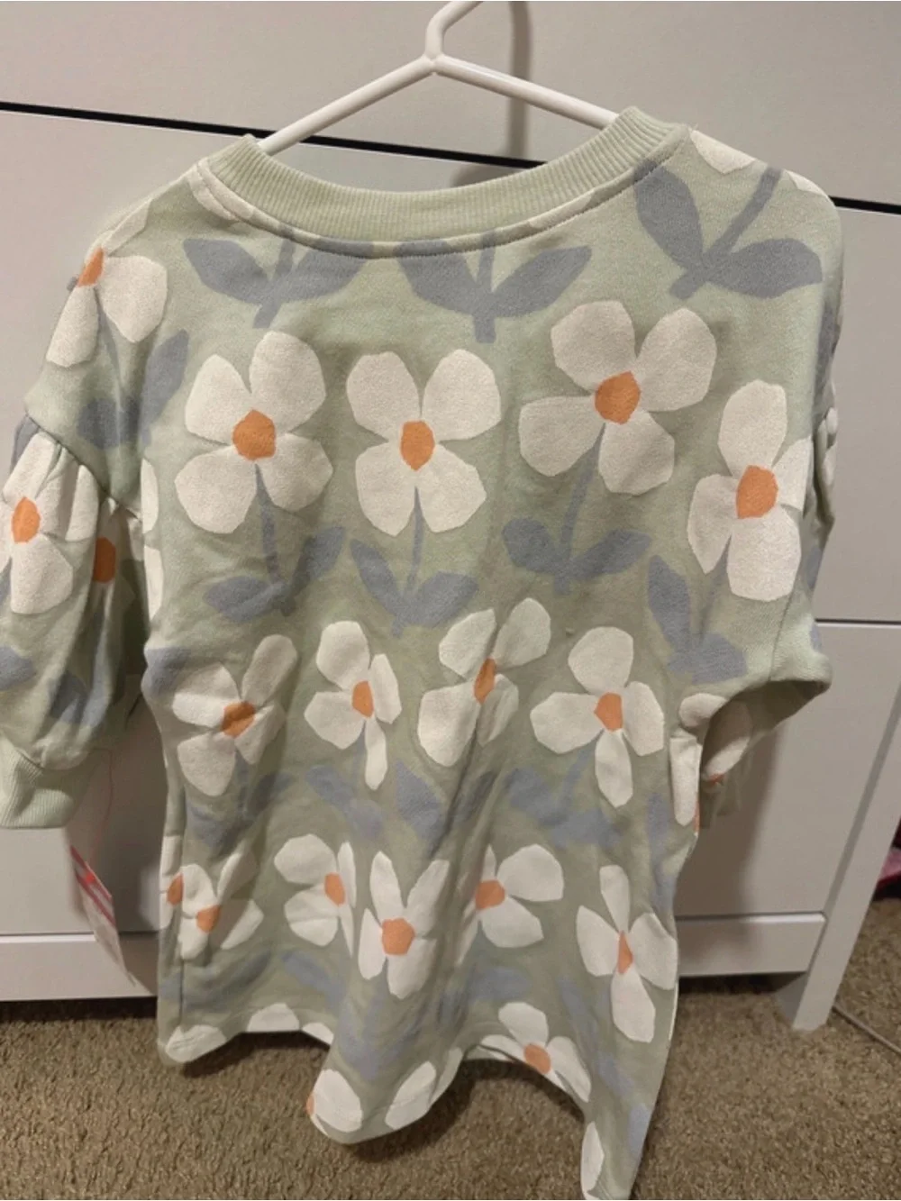 Cat & Jack Girls' Mint Floral Puff-Sleeve Top